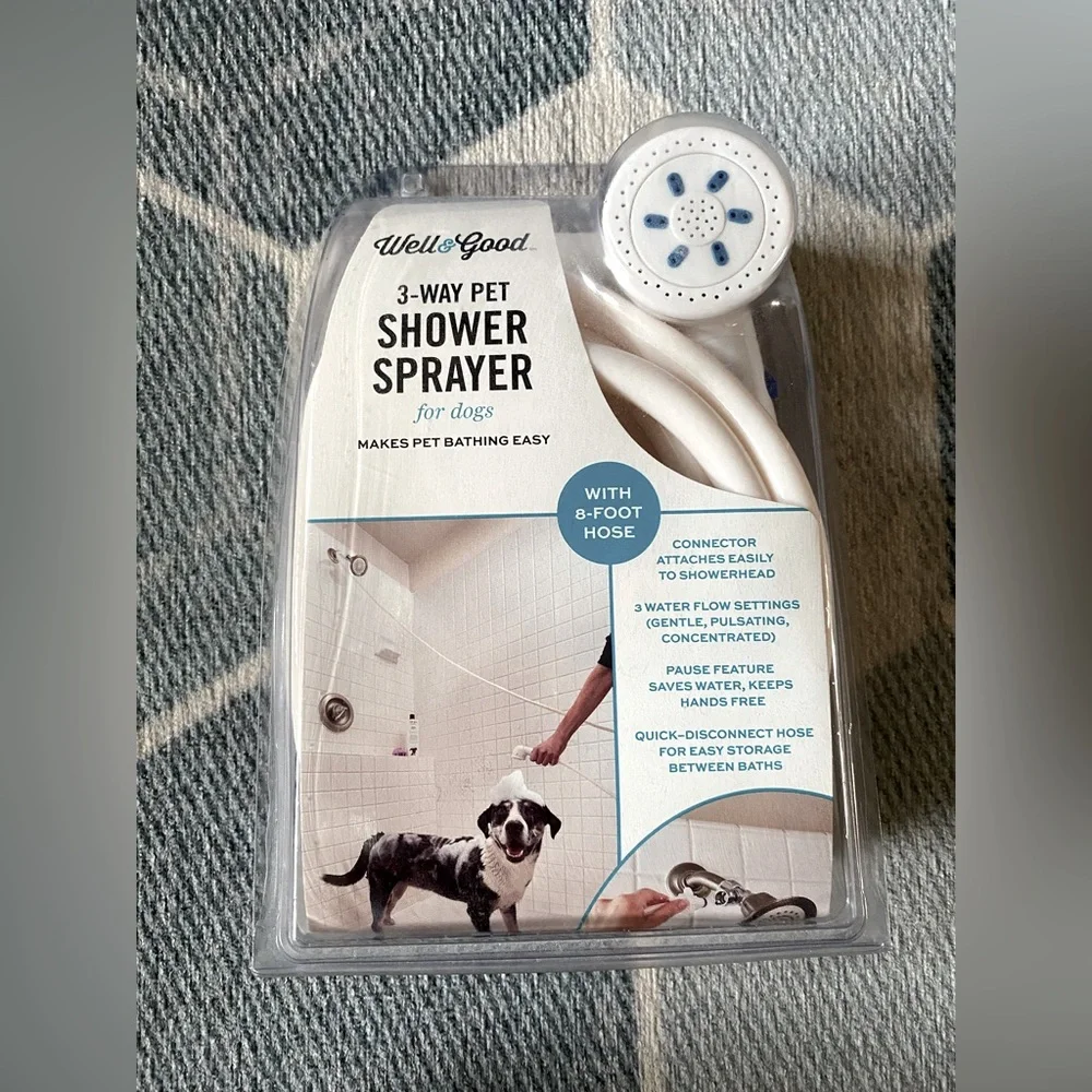 Well&Good 3 way pet shower sprayer for dogs with 8- foot hose